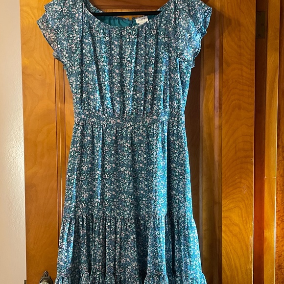 Jcrew Factory midi tiered turquoise floral dress style L6964 sz 4